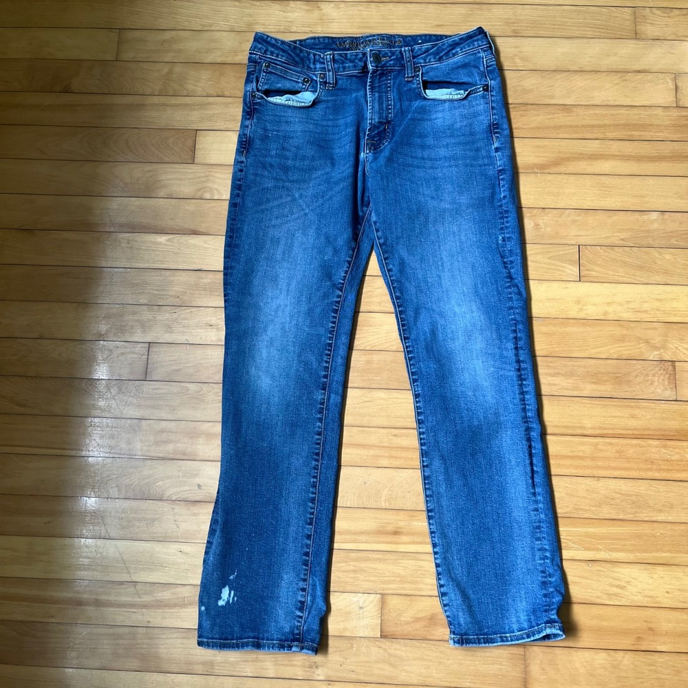 American Eagle Original Straight Jeans Mens 34x32 Medium Wash Blue Denim